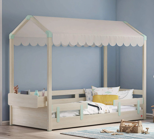 Detská posteľ- domček 2 MONTES NATURAL krémová strecha