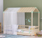 náhled Detská posteľ- domček 2 MONTES NATURAL (drevená+látková strecha) s baldachýnom