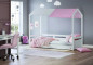 náhled Detská posteľ- domček 2 MONTES WHITE (drevená+látková strecha) ružová