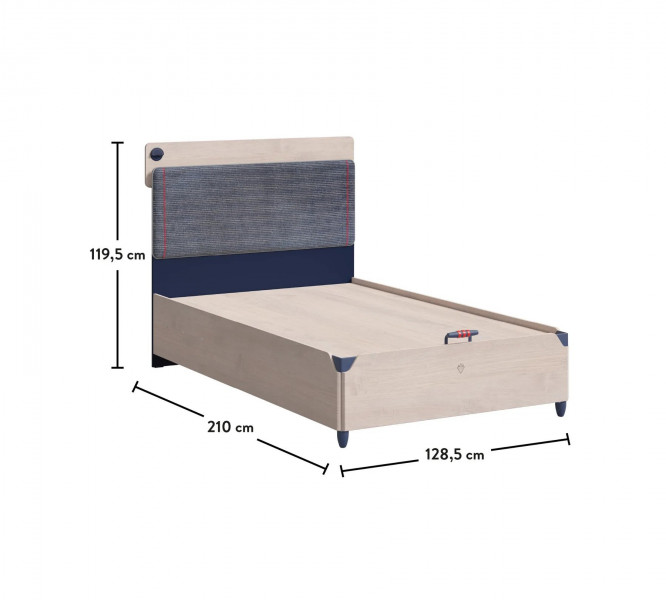 detail Študentská posteľ s úlož. priestorom TRIO LINE (120x200 cm)