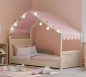 náhľad Detská posteľ- domček 1 MONTES NATURAL ružová strecha