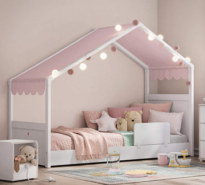 detail Detská posteľ- domček 1 MONTES WHITE ružová