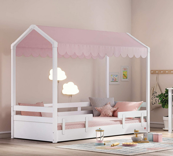 detail Detská posteľ- domček 2 MONTES WHITE ružová