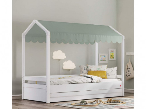 Detská posteľ- domček 2 MONTES WHITE zelená
