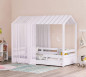 náhľad Detská posteľ- domček 2 MONTES WHITE (drevená+látková strecha) s baldachýnom