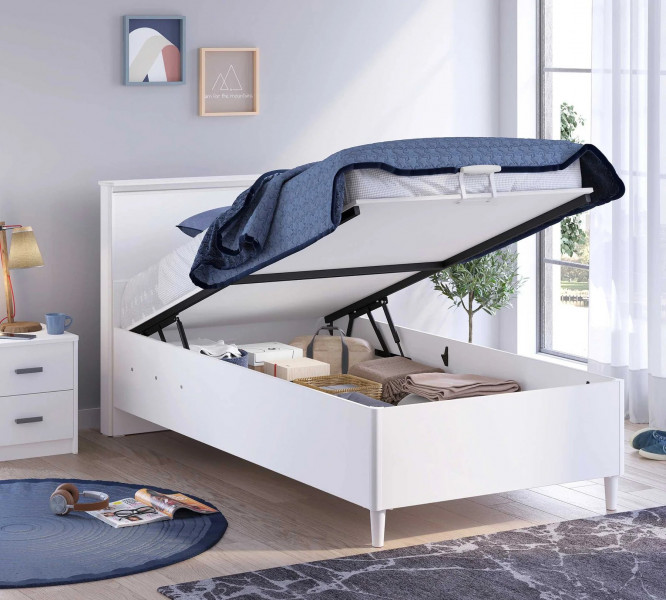detail Študentská posteľ s úložným priestorom MONTES WHITE (100x200 cm)