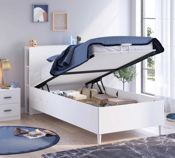 detail Študentská posteľ s úložným priestorom MONTES WHITE (100x200 cm)