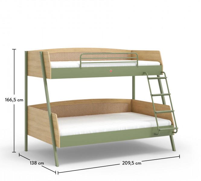 detail Študentská poschodová posteľ LOOF (90x200-120x200 cm)
